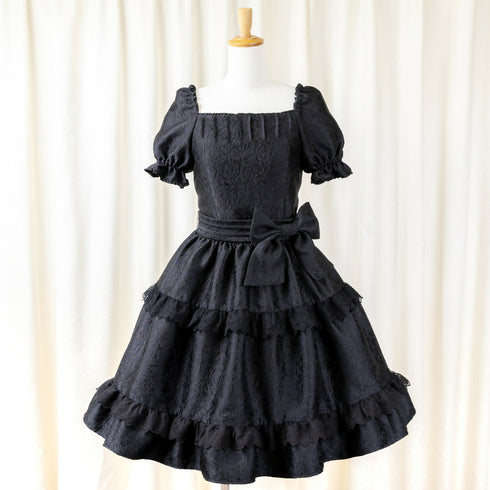 Noir Rose Jacquard Dress(Blk)