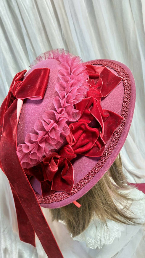 ボルドーリボンフェルトハット