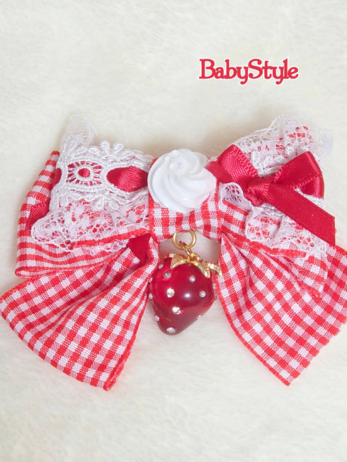 うさみみ真っ赤なギンガムリボンツインテヘアクリップ