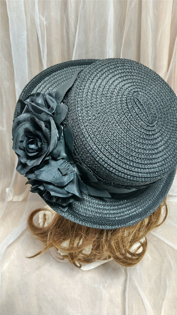 黒薔薇Simpleストローハット