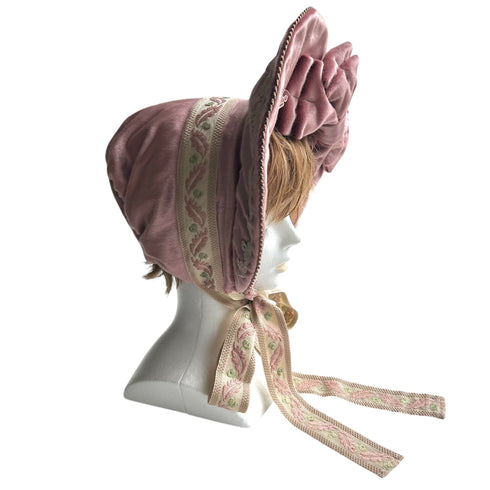 アンティークリボンのボンネット アンティークローズカラー