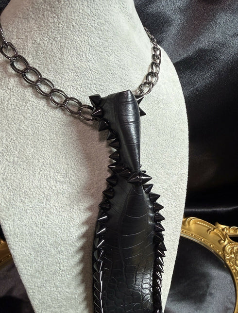 Leather punk tie