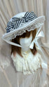 ストライプリボンフェルトハット白