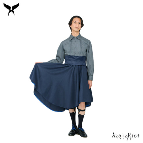 メンズシャツカラータックブラウス ブラック/オフ白/グレー(長袖)M/L/LL