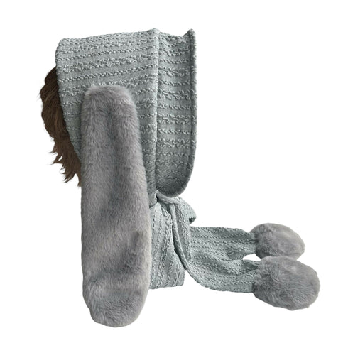 ニットのうさぎヘッドドレス ライトグレー