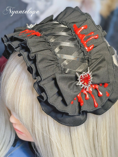 【GLM13】滴るヘッドドレス(ブラック、ホワイト) ゴスロリ ロリータ ロリィタ ハロウィン