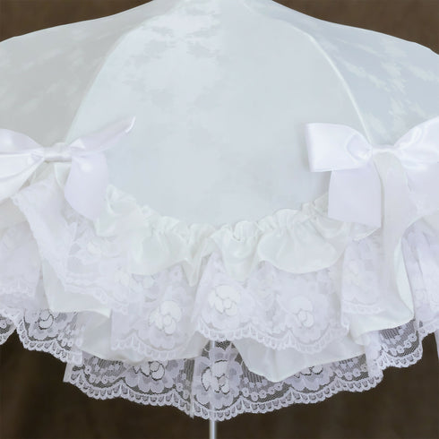 夢紡ぐロゼット〜7つの旋律〜 - パゴダ 日傘 晴雨兼用 UVカット ショート丈 フリル レース ジャカード 薔薇