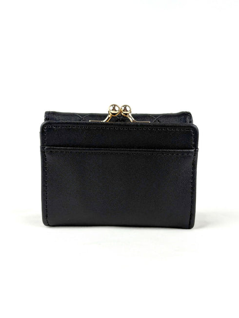 きらめき☆りぼんがま口折財布 LL-1036 【ブラック ホワイト】