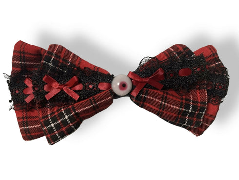 血塗れの眼球赤チェックレースのBIGリボン