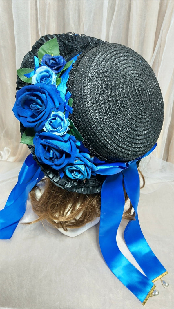 スペシャルストローハット黒×青
