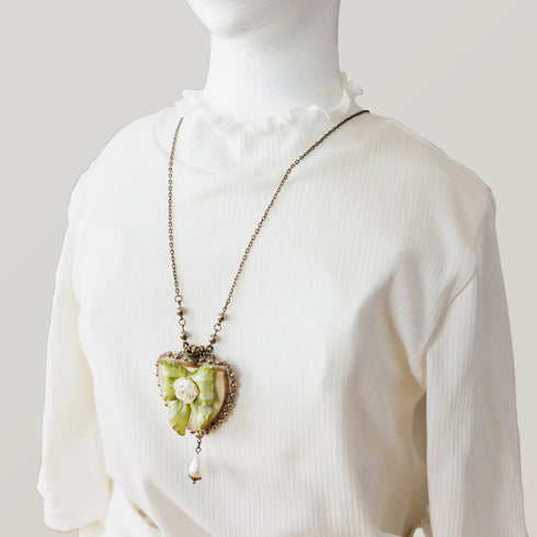 リボンのネックレス/グリーン