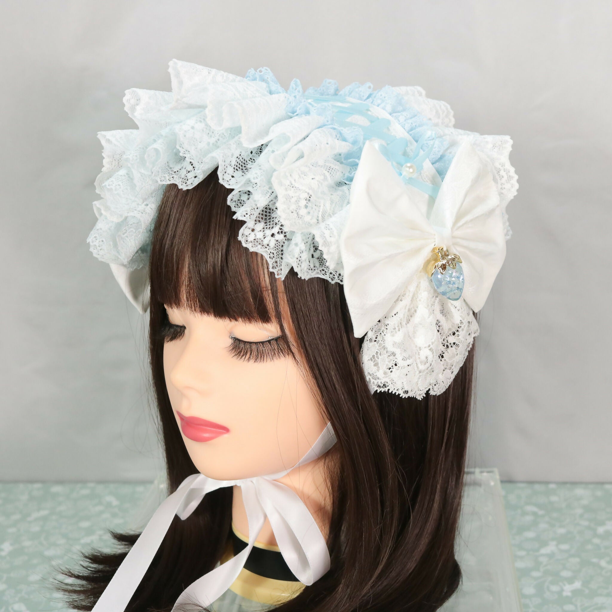 ベイビー いちごとリボンのヘッドドレス 黒×白 Creamy Ribbon | BABY, THE STARS SHINE BRIGHT